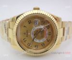 Replica Rolex Sky Dweller All Gold Arabic Markers Sapphire glass Watch